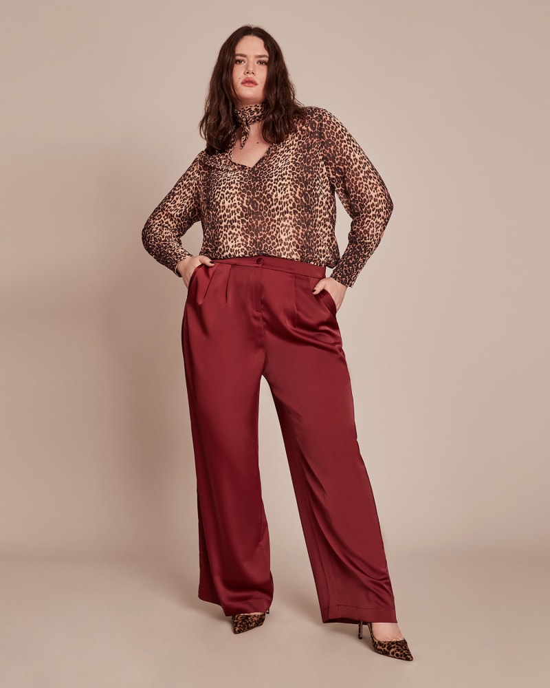 Macy Wide Leg Plus Size Pant Red